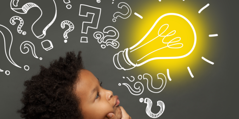 Boy with a lightbulb idea among many questions, helping decide how can I best serve this person?